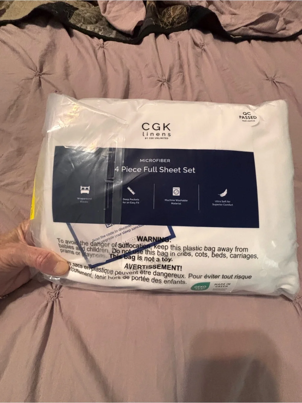 CGK White Microfiber 4-Piece Full Sheet Set
